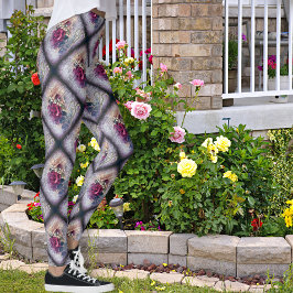 Victorian Rose Ephemera Pattern Leggings