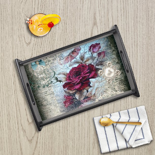 Victorian Rose Ephemera Serving Tray