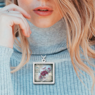 Victorian Rose Ephemera Silver Plated Necklace
