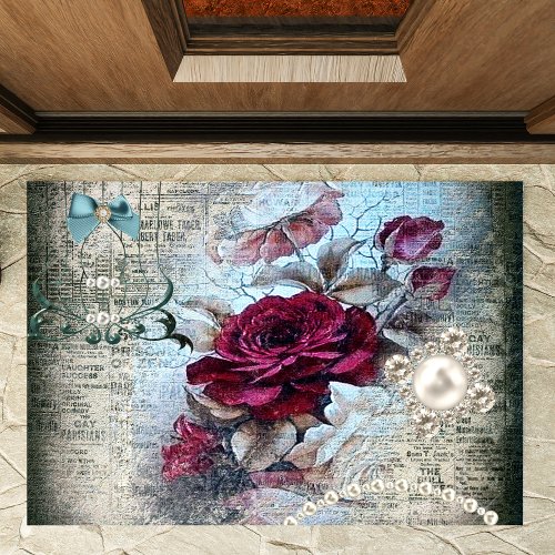 Victorian Rose Ephemera Styled Doormat