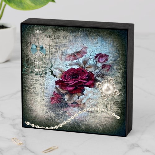 Victorian Rose Ephemera Wooden Box Sign