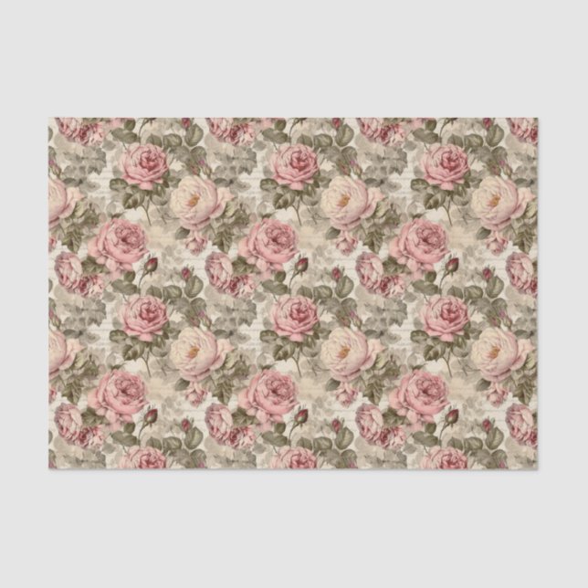 Victorian Rose Floral Ephemera Decoupage Tissue Paper (Front)