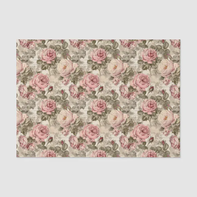 Victorian Rose Floral Ephemera Decoupage Tissue Paper | Zazzle