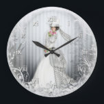 Victorian Rose Full Wall Clock<br><div class="desc">Victorian Rose full length artwork Wall clock available in round or square and featuring diamond bling numerals, makes the perfect gift or decor item.</div>