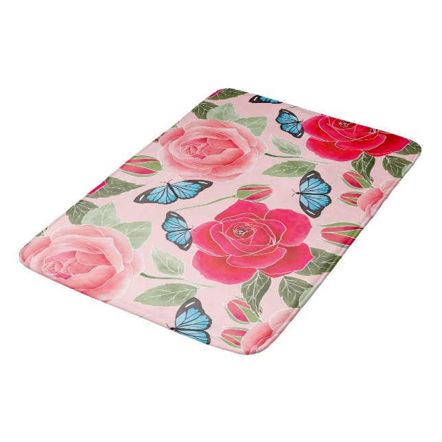 Victorian rose garden  bath mat (Angled)