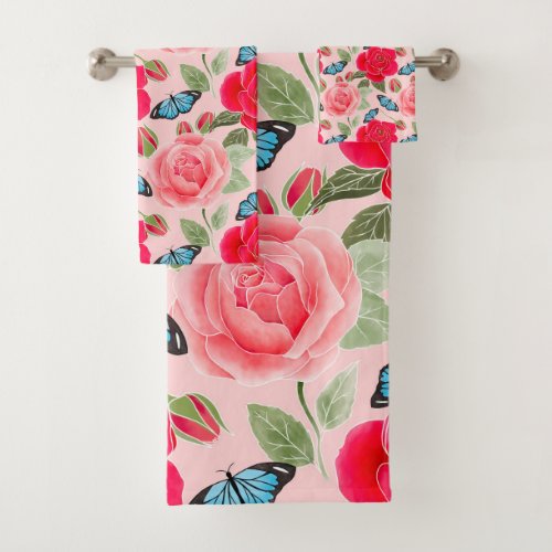 Victorian rose garden  bath towel set