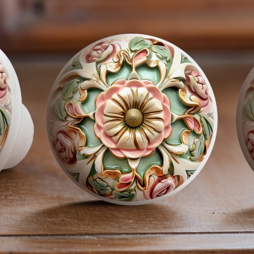 Victorian Rose Garden Ceramic Knob Pull