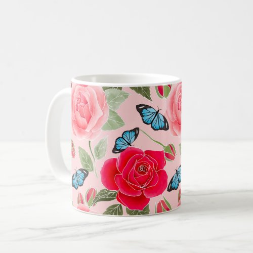 Victorian rose garden coffee mug