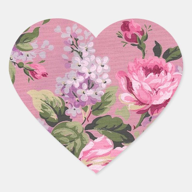 Victorian Rose Garden Heart Sticker (Front)