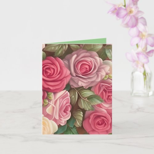 Victorian Rose Garden _ Pastel Pink Blooms Card