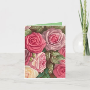 Victorian Rose Garden - Pastel Pink Blooms Card