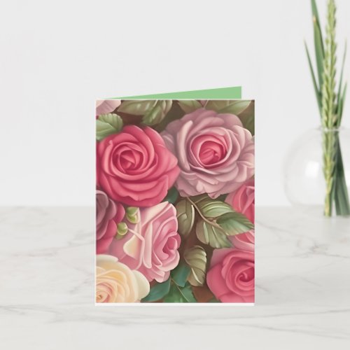 Victorian Rose Garden _ Pastel Pink Blooms Card