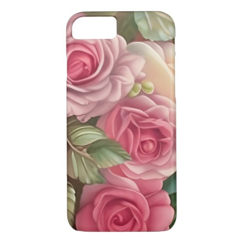 Victorian Rose Garden _ Pastel Pink Blooms iPhone 87 Case