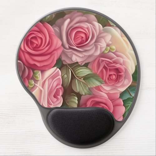 Victorian Rose Garden _ Pastel Pink Blooms Gel Mouse Pad