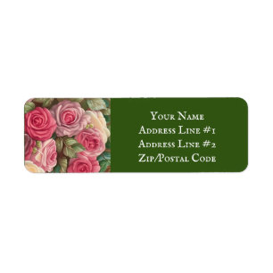 Victorian Rose Garden - Pastel Pink Blooms Label