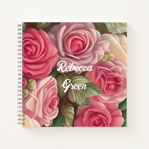 Victorian Rose Garden _ Pastel Pink Blooms Notebook