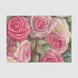 Victorian Rose Garden - Pastel Pink Blooms Tissue Paper