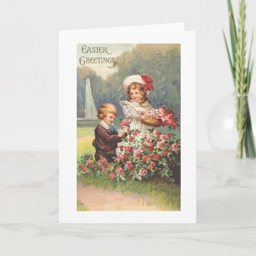 Victorian Rose Garden Romantic Easter Card