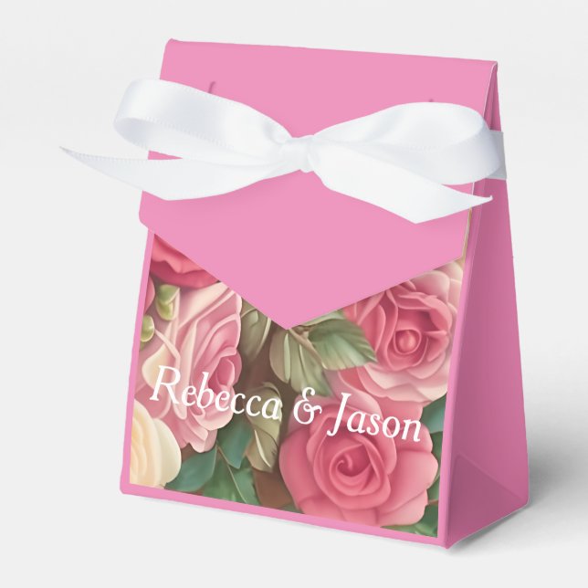 Victorian Rose Garden - Wedding Bouquet Favor Box (Front Side)