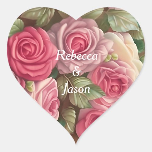 Victorian Rose Garden _ Wedding Bouquet Heart Sticker