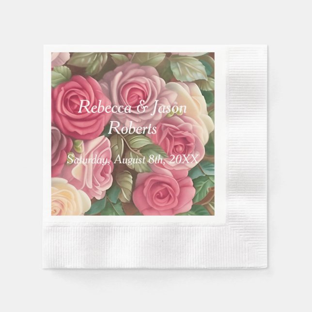 Victorian Rose Garden - Wedding Bouquet Napkins (Front)