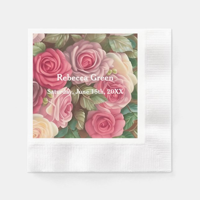 Victorian Rose Garden - Wedding Bouquet Napkins (Front)
