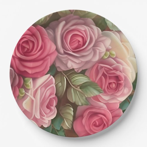 Victorian Rose Garden _ Wedding Bouquet Paper Plates