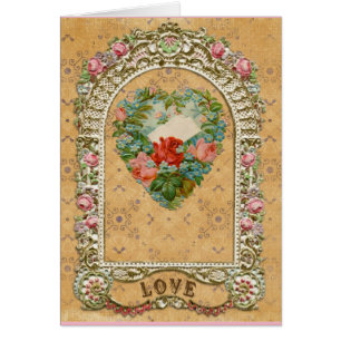 Victorian rose heart arbor romantic vintage love cards