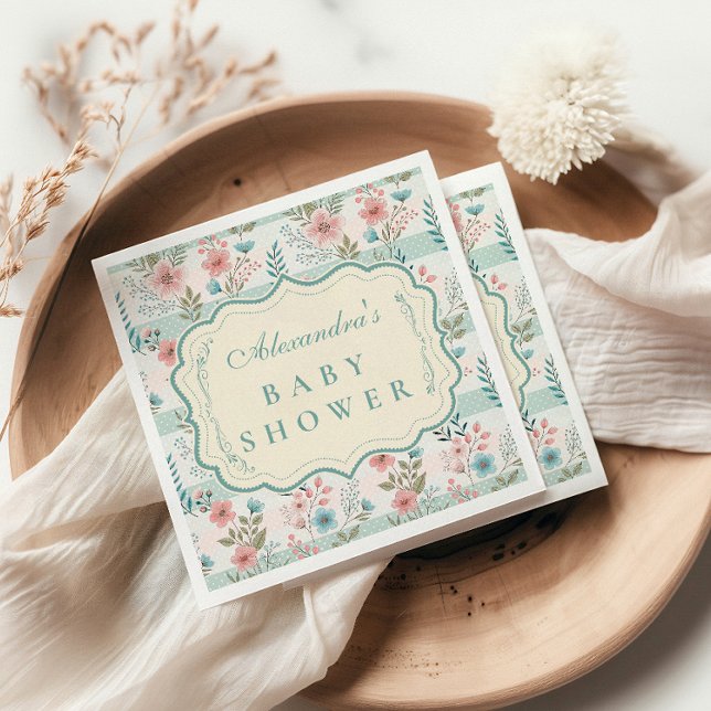 Victorian Rose Lattice Baby Shower Napkins (Creator Uploaded)