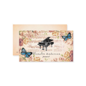 Victorian Rose Pianist Music Teacher Business Card