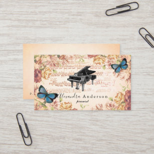 Victorian Rose Pianist Music Teacher Business Card