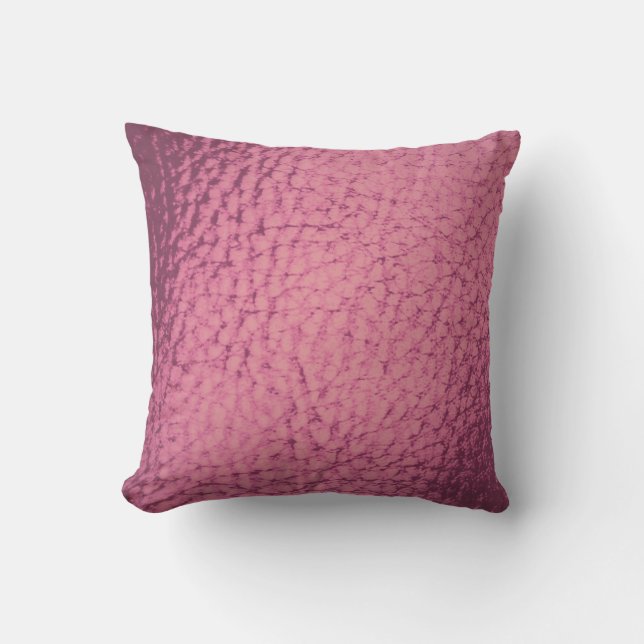 Victorian Rose Pink  Faux Leather Design Throw Pillow (Front)