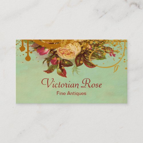 Victorian Rose Swirls &amp; Splatter Standard Biz Card Business Card