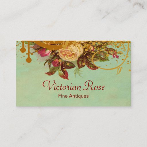 Customizable Victorian Rose Swirls &amp; Splatter Standard Biz Card Business Card