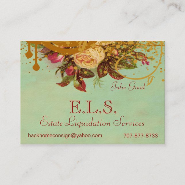 Victorian Rose Swirls & Splatter Standard Biz Card (Front)