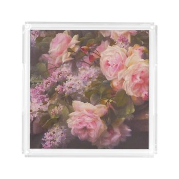 Victorian Roses And Lilacs Acrylic Tray by LeAnnS123 at Zazzle