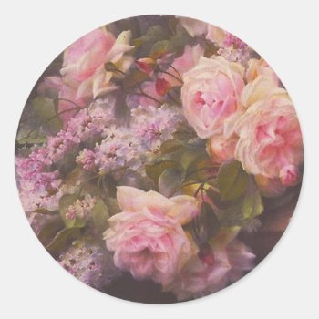 Victorian Roses And Lilacs Classic Round Sticker by LeAnnS123 at Zazzle