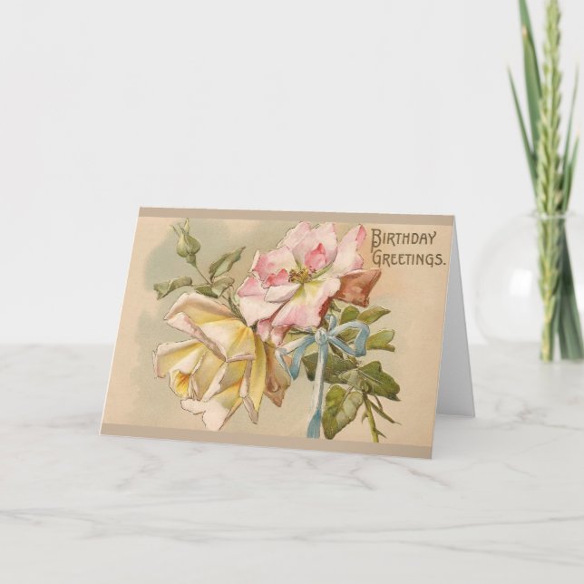 Victorian Roses Birthday Greeting Card (Front)