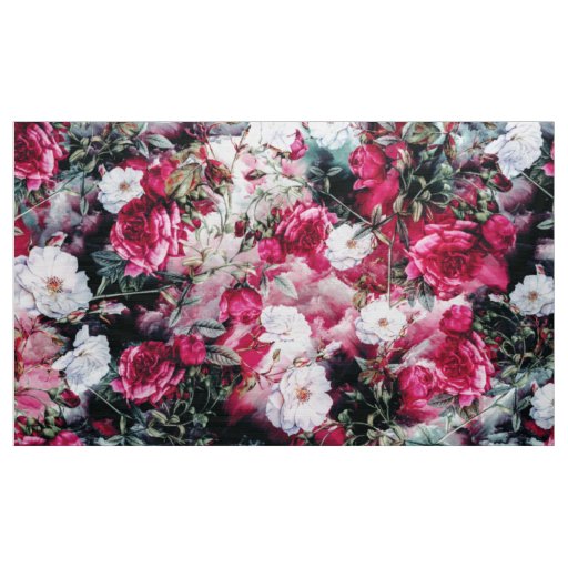 Victorian Roses Floral pink mauve white fabric | Zazzle