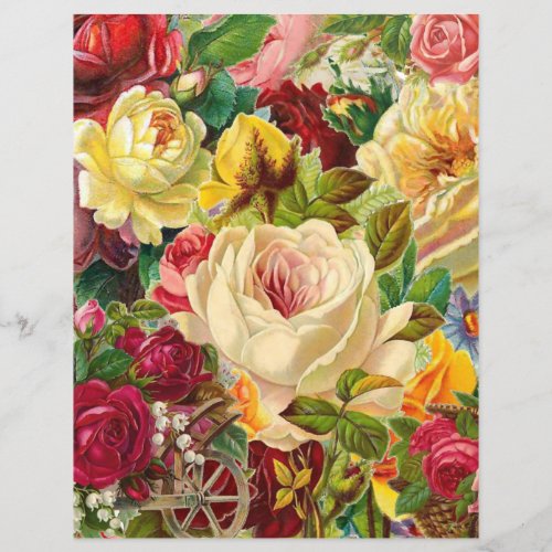 Victorian Roses  Flowers Collage Scrapbook Paper