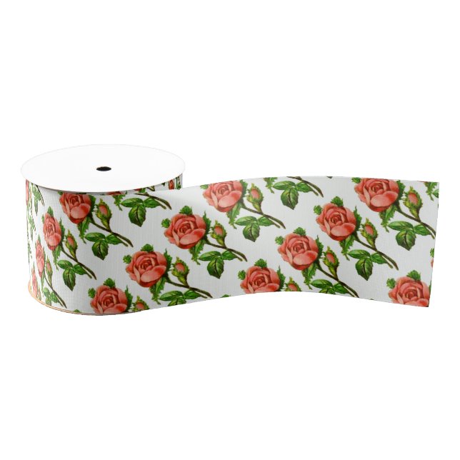 Victorian Roses Garden Party Theme Flowers Grosgrain Ribbon (Spool)