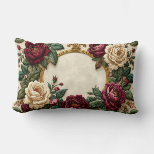 Victorian Roses Gold Oval Frame Pillow - Elegant B