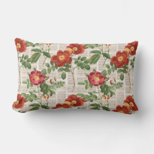 Victorian Roses Heritage Illustrations Collection Lumbar Pillow