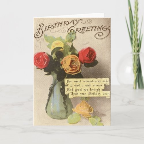 Victorian Roses Loving Birthday Greeting Card