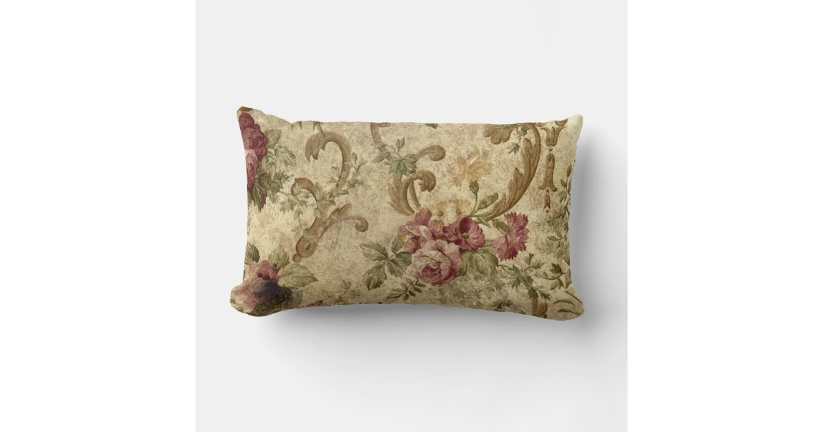 Victorian roses on lumbar throw pillow Zazzle