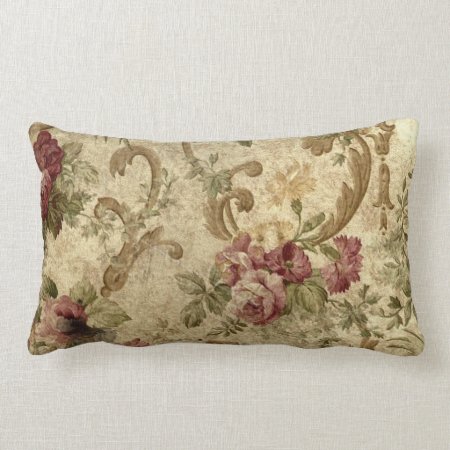 Victorian Roses On Lumbar Throw Pillow
