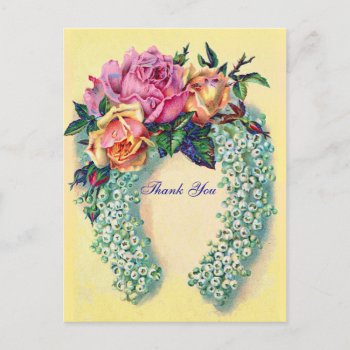Victorian Roses Thank You Postcard by LeAnnS123 at Zazzle