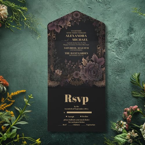 Victorian Royal Gothic Wedding All In One Invitation