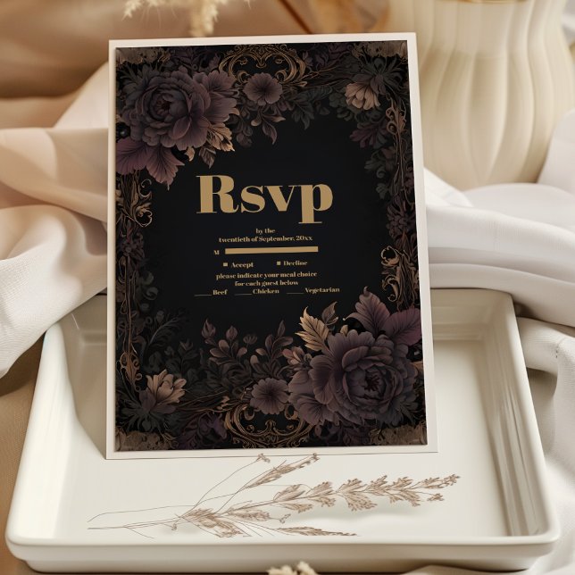 Victorian Royal Gothic Wedding RSVP Card (Creator Uploaded)