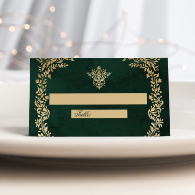 Victorian Royal Wedding  Green and Gold Place Card (Creator Uploaded)
